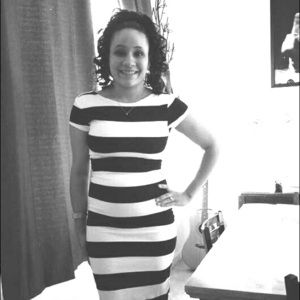 Black and white striped midi dress